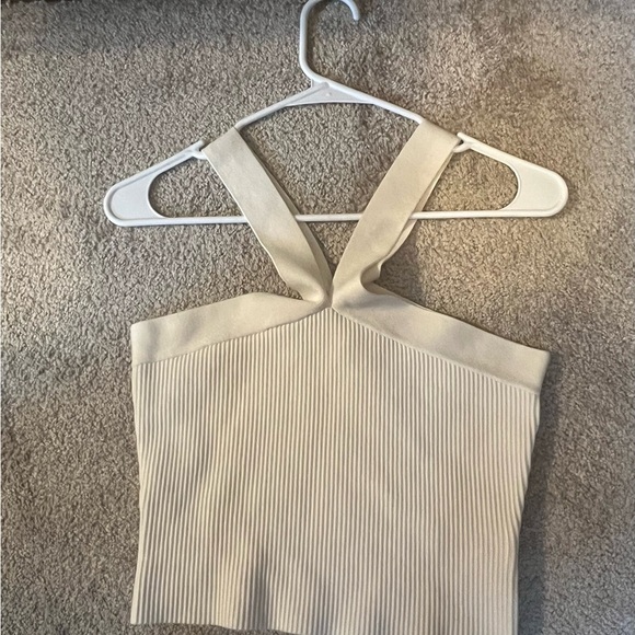 NWT The Drop Women's Zaire Cropped Cross-Front Sweater Whisper White Small - Picture 1 of 6